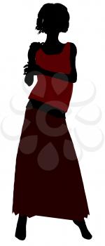 Royalty Free Clipart Image of a Woman in a Long Skirt