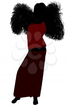 Royalty Free Clipart Image of a Woman in a Long Skirt With a Boa