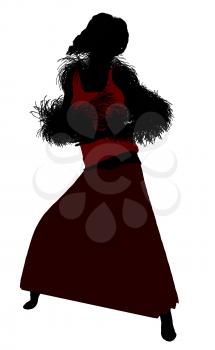 Royalty Free Clipart Image of a Woman in a Long Skirt With a Boa