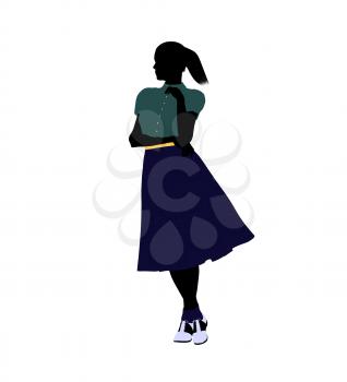 Royalty Free Clipart Image of a Girl in 50s Clothes