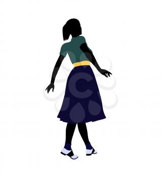 Royalty Free Clipart Image of a Girl in 50s Clothes