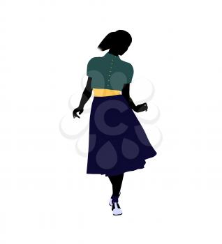 Royalty Free Clipart Image of a Girl in 50s Clothes