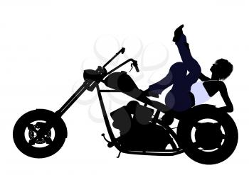 Royalty Free Clipart Image of a Woman on a Motorcycle