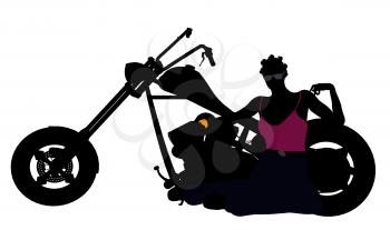 Royalty Free Clipart Image of a Woman on a Motorcycle