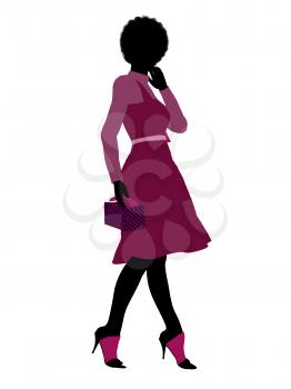 Royalty Free Clipart Image of a Girl in Pink