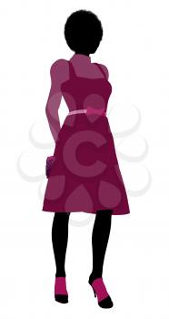 Royalty Free Clipart Image of a Girl in Pink