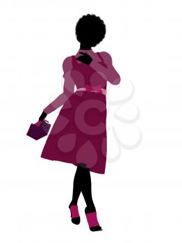 Royalty Free Clipart Image of a Girl in Pink