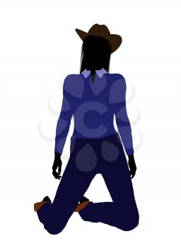 Royalty Free Clipart Image of a Girl in a Cowboy Hat