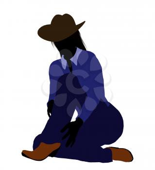 Royalty Free Clipart Image of a Girl in a Cowboy Hat