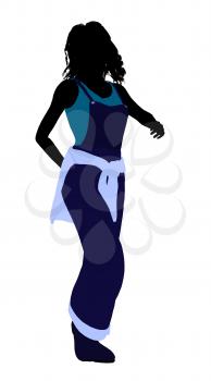 Royalty Free Clipart Image of a Girl in Overalls