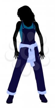 Royalty Free Clipart Image of a Girl in Overalls