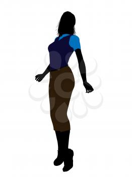 Royalty Free Clipart Image of a Girl in a Blue Top