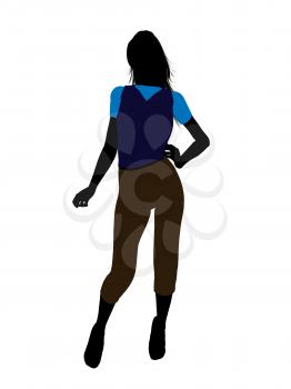 Royalty Free Clipart Image of a Girl in a Blue Top