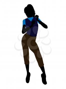 Royalty Free Clipart Image of a Girl in a Blue Top