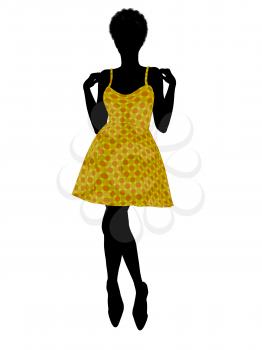 Royalty Free Clipart Image of a Woman in a Sundress