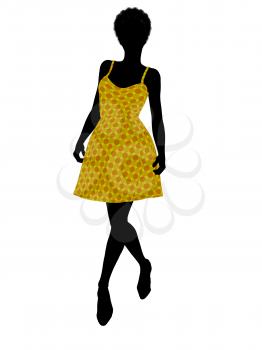 Royalty Free Clipart Image of a Woman in a Sundress