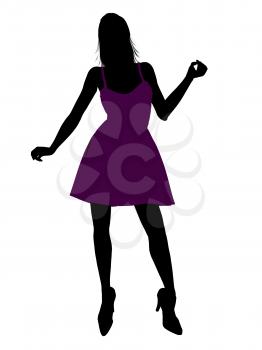 Royalty Free Clipart Image of a Woman in a Cocktail Dress