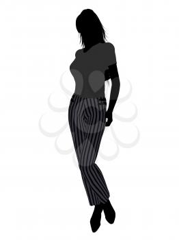 Royalty Free Clipart Image of a Girl in Striped Pants