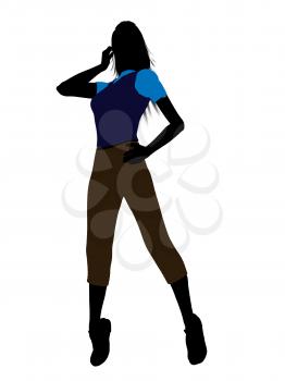 Royalty Free Clipart Image of a Girl in a Blue Top