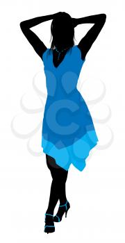 Royalty Free Clipart Image of a Woman in a Blue Dress