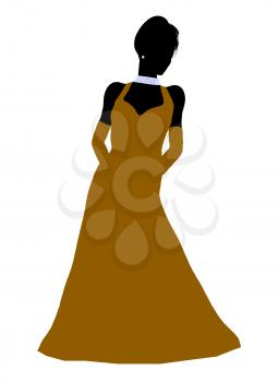 Royalty Free Clipart Image of a Woman in an Evening Gown