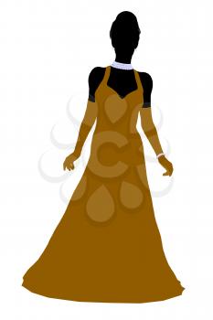 Royalty Free Clipart Image of a Woman in an Evening Gown