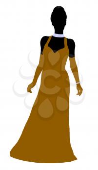 Royalty Free Clipart Image of a Woman in an Evening Gown