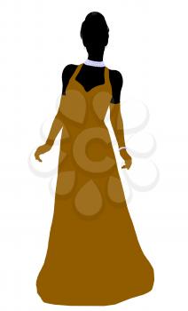 Royalty Free Clipart Image of a Woman in an Evening Gown