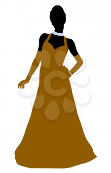 Royalty Free Clipart Image of a Woman in an Evening Gown