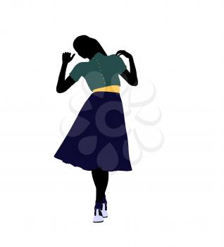 Royalty Free Clipart Image of a Girl in 50s Clothes