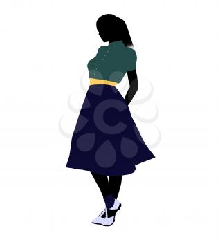 Royalty Free Clipart Image of a Girl in 50s Clothes