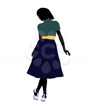 Royalty Free Clipart Image of a Girl in 50s Clothes