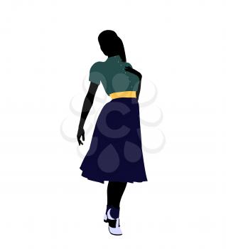 Royalty Free Clipart Image of a Girl in 50s Clothes