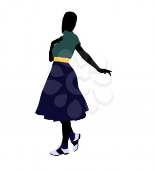 Royalty Free Clipart Image of a Girl in 50s Clothes