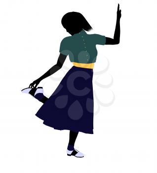 Royalty Free Clipart Image of a Girl in 50s Clothes