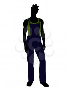 Royalty Free Clipart Image of a Guy in Overalls