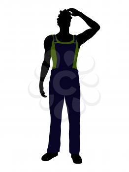 Royalty Free Clipart Image of a Guy in Overalls