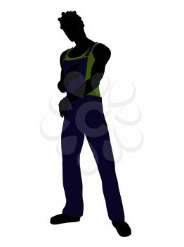 Royalty Free Clipart Image of a Guy in Overalls