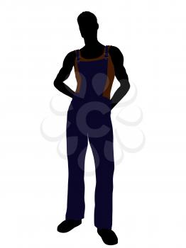 Royalty Free Clipart Image of a Guy in Overalls