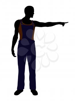 Royalty Free Clipart Image of a Guy in Overalls