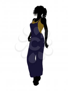 Royalty Free Clipart Image of a Woman in Overalls