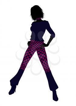 Royalty Free Clipart Image of a Girl in Checked Pants