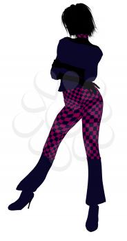 Royalty Free Clipart Image of a Girl in Checked Pants