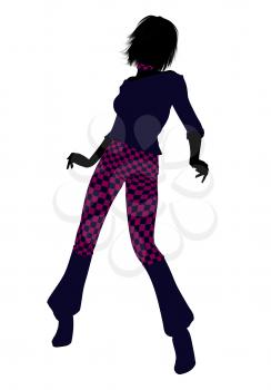 Royalty Free Clipart Image of a Girl in Checked Pants