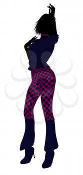 Royalty Free Clipart Image of a Girl in Checked Pants