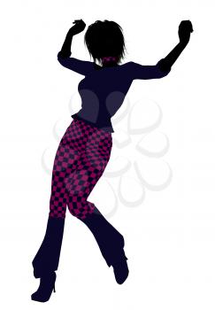 Royalty Free Clipart Image of a Girl in Checked Pants