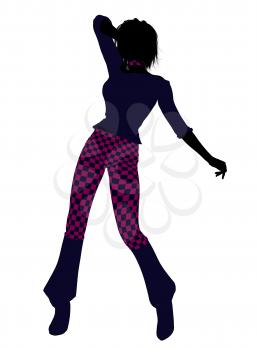 Royalty Free Clipart Image of a Girl in Checked Pants