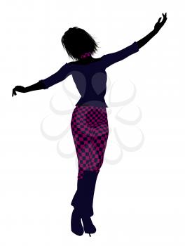 Royalty Free Clipart Image of a Girl in Checked Pants