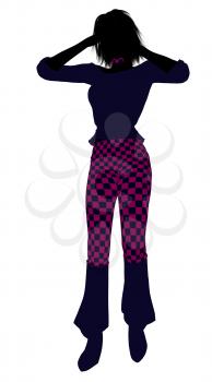 Royalty Free Clipart Image of a Girl in Checked Pants