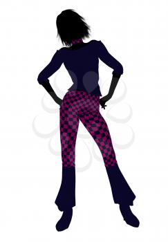 Royalty Free Clipart Image of a Girl in Checked Pants